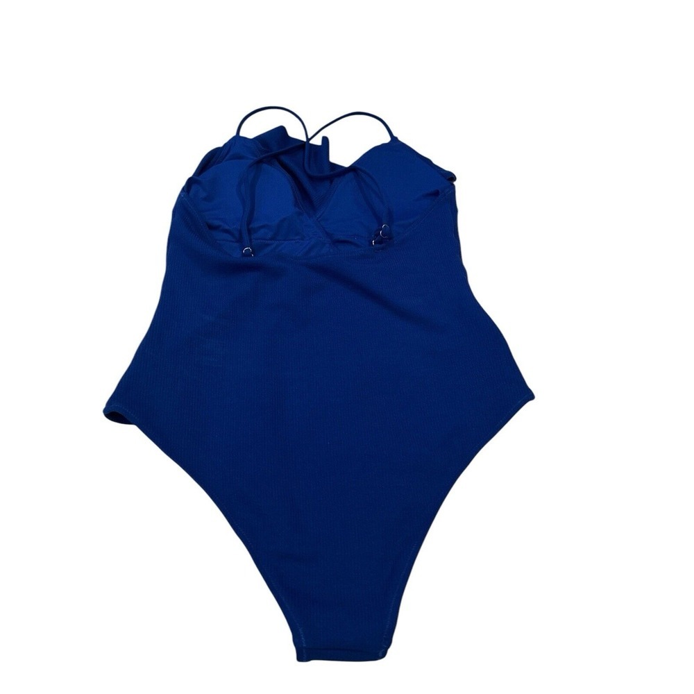 NWT Cupshe Women's One Piece‎ Ruffle Wrap Textured Blue Swimsuit Size XL - Picture 2 of 7